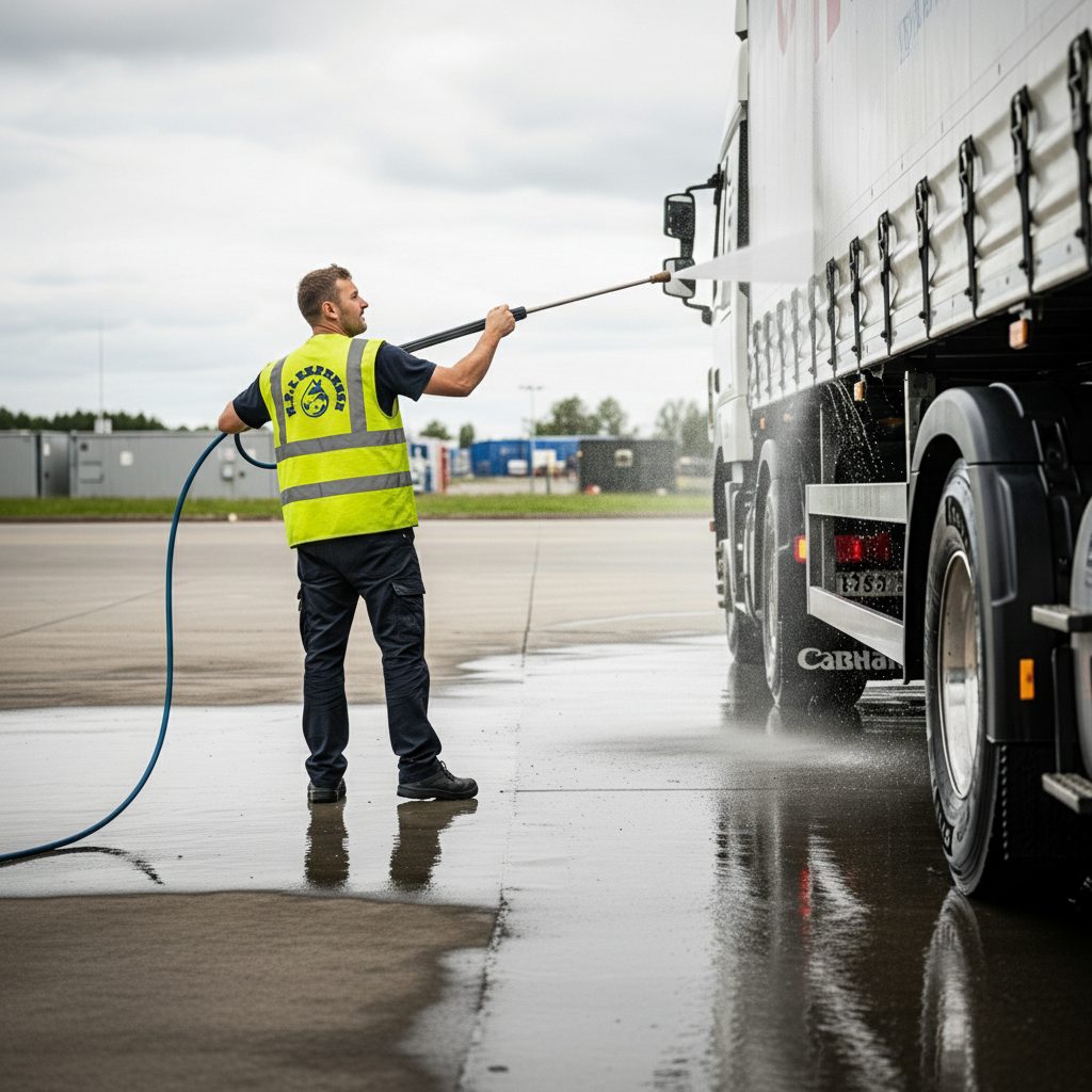 Lavage extérieur haute pression tracteur remorque